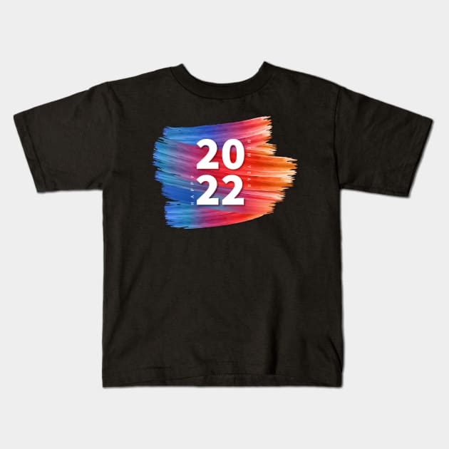 2022 New Year Color Splash Kids T-Shirt by Mako Design 